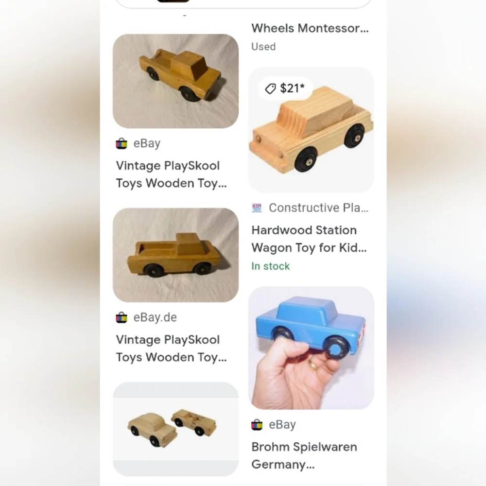 Wooden Kids Toy Car - Natural Wood Finish German playschool 100% wood